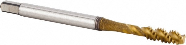 Spiral Flute Tap: #6-32 UNC, 3 Flutes, Modified Bottoming, 3BX Class of Fit, Powdered Metal, TiCN/TiN Coated