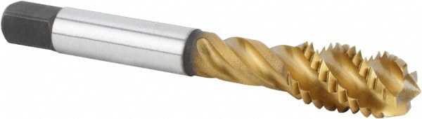 Spiral Flute Tap: M14x2.00 Metric, 5 Flutes, Modified Bottoming, 6HX Class of Fit, Powdered Metal, TiCN/TiN Coated