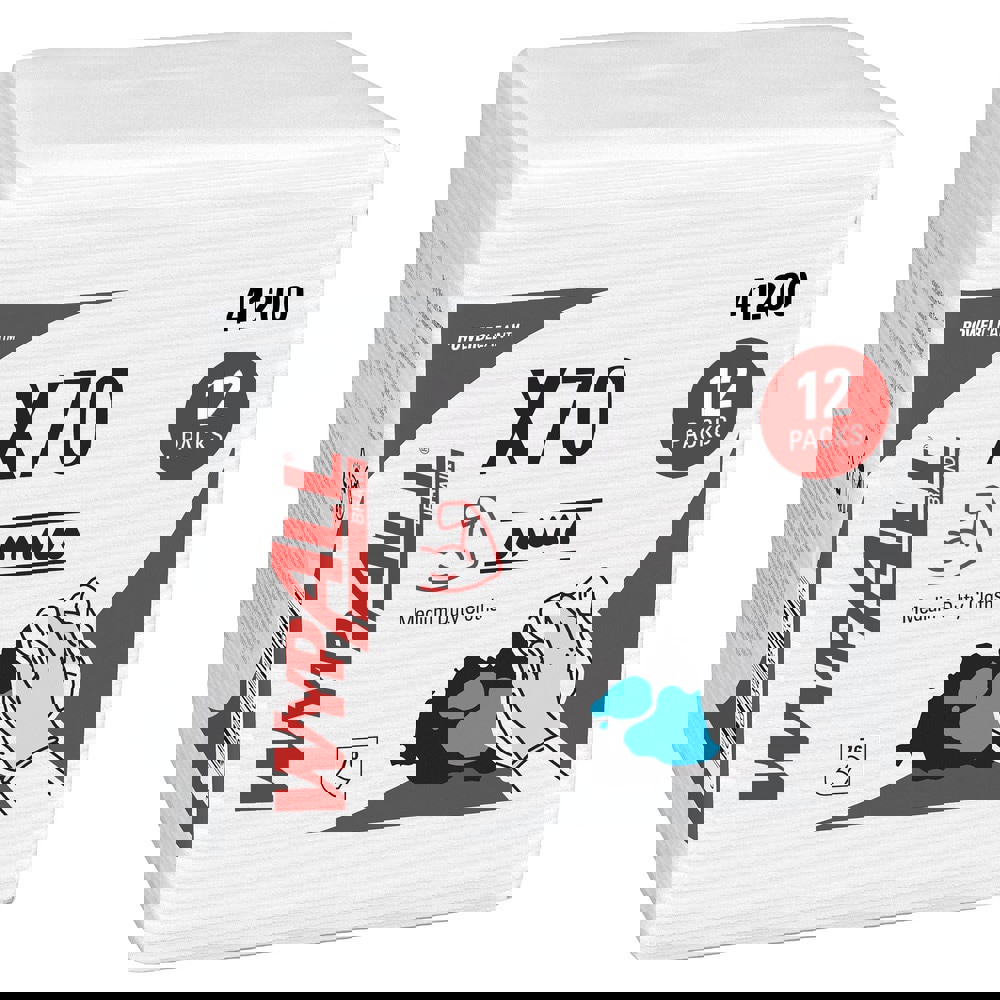 PowerClean X70 Medium Duty Cloths, Quarterfold, Long Lasting Towels, White