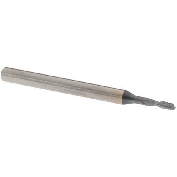 Square End Mill: 1/16'' Dia, 1/8'' LOC, 1/8'' Shank Dia, 1-1/2'' OAL, 2 Flutes, Solid Carbide