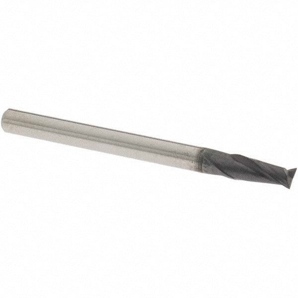 Square End Mill: 1/8'' Dia, 1/4'' LOC, 1/8'' Shank Dia, 1-1/2'' OAL, 2 Flutes, Solid Carbide