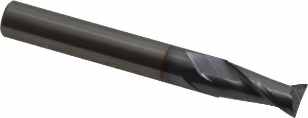 Square End Mill: 1/4'' Dia, 1/2'' LOC, 1/4'' Shank Dia, 2'' OAL, 2 Flutes, Solid Carbide