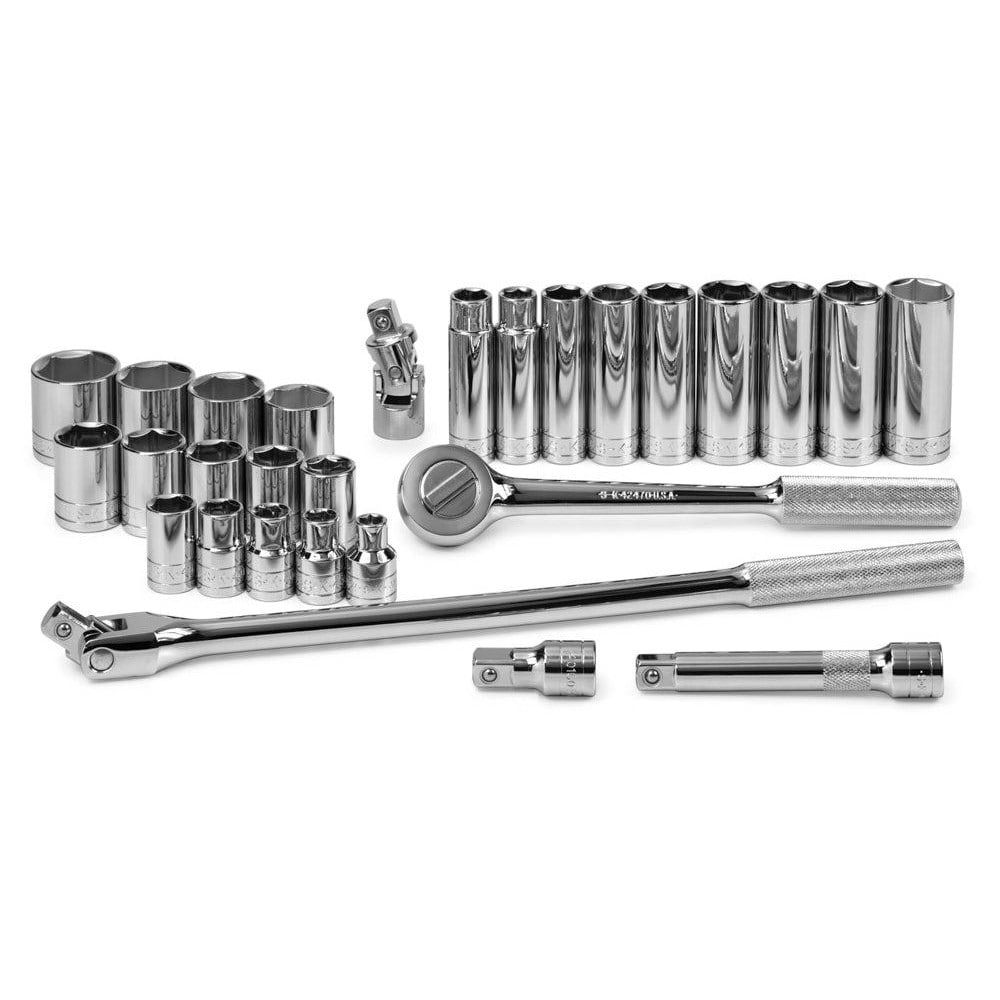 Deep Standard Socket Set: 28 Pc