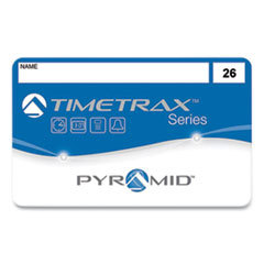 Pyramid Time Systems employee swipe cards numbered 26-50 for Pyramid Time Systems TimeTrax TTEZ, TTEZEK, PSDLAUBKK, TTPRO, TTMOBILE, FASTTIME 8000 and FASTIME 9000 Time Clock Systems. This is a Standard Magnetic Swipe Card and Includes a writable area for
