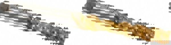 Spiral Flute Tap: 1/4-28, UNF, 3 Flute, Bottoming, 3B Class of Fit, Vanadium High Speed Steel, TiN Finish