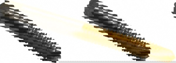 Spiral Point Tap: 1/4-20, UNC, 2 Flutes, Plug, 2B, High Speed Steel, TiN Finish