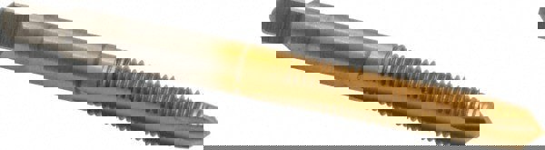 Spiral Point Tap: 1/4-28, UNF, 2 Flutes, Plug, 3B, High Speed Steel, TiN Finish