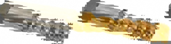 Spiral Flute Tap: 3/8-24, UNF, 3 Flute, Bottoming, 3B Class of Fit, Vanadium High Speed Steel, TiN Finish