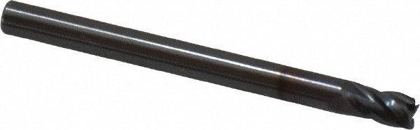 Square End Mill: 1/8'' Dia, 1/4'' LOC, 1/8'' Shank Dia, 1-1/2'' OAL, 4 Flutes, Solid Carbide