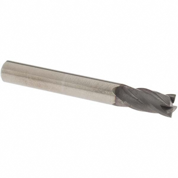 Square End Mill: 1/4'' Dia, 1/2'' LOC, 1/4'' Shank Dia, 2'' OAL, 4 Flutes, Solid Carbide