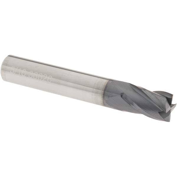 Square End Mill: 5/16'' Dia, 1/2'' LOC, 5/16'' Shank Dia, 2'' OAL, 4 Flutes, Solid Carbide