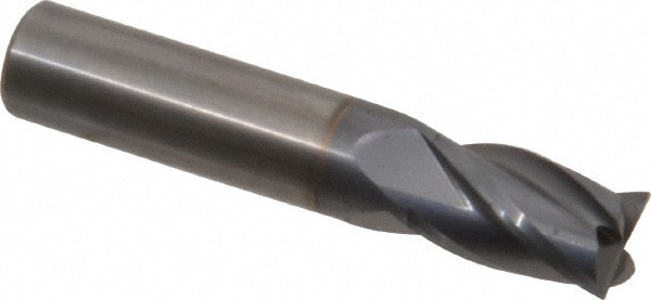 Square End Mill: 3/8'' Dia, 5/8'' LOC, 3/8'' Shank Dia, 2'' OAL, 4 Flutes, Solid Carbide