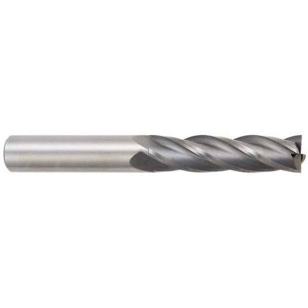Square End Mill: 7/16'' Dia, 5/8'' LOC, 7/16'' Shank Dia, 2-1/2'' OAL, 4 Flutes, Solid Carbide