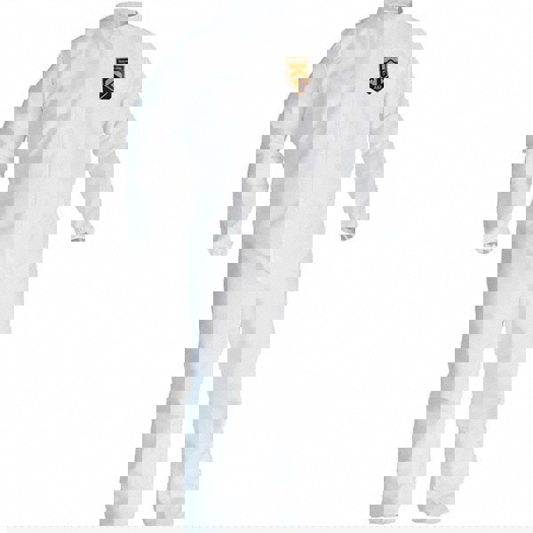 Disposable Coveralls: Size Medium, Film Laminate, Zipper Closure