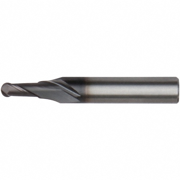 Ball End Mill: 2.00 mm Dia, 4.00 mm LOC, 2 Flute, Solid Carbide