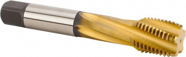 Spiral Flute Tap: M36x4.00 Metric, 5 Flutes, Modified Bottoming, 6HX Class of Fit, Powdered Metal, TIN Coated