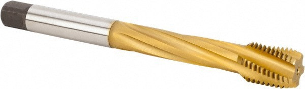 Spiral Flute Tap: M42x4.50 Metric, 6 Flutes, Modified Bottoming, 6HX Class of Fit, Powdered Metal, TIN Coated