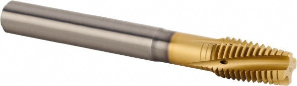 Spiral Flute Tap: M14x1.50 Metric Fine, 4 Flutes, Plug, 6HX Class of Fit, Solid Carbide, TiAlN/TiN Coated