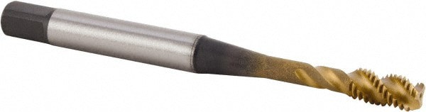 Spiral Flute Tap: M5x0.80 Metric, 3 Flutes, Bottoming, 6HX Class of Fit, Powdered Metal, TIN Coated