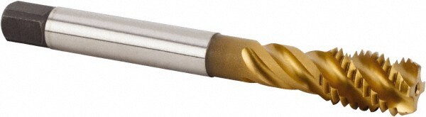 Spiral Flute Tap: M12x1.75 Metric, 4 Flutes, Bottoming, 6HX Class of Fit, Powdered Metal, TIN Coated
