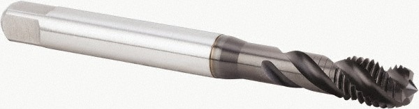 Spiral Flute Tap: M8x1.25 Metric, 3 Flutes, Modified Bottoming, 6H Class of Fit, Powdered Metal, TIN Coated
