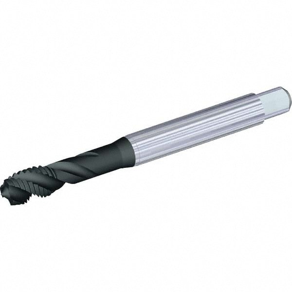 Spiral Flute Tap: M18x2.00 Metric, 4 Flutes, Modified Bottoming, 6H Class of Fit, Powdered Metal, TIN Coated