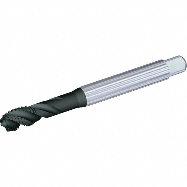 Spiral Flute Tap: M12x1.50 Metric Fine, 4 Flutes, Modified Bottoming, 6H Class of Fit, Powdered Metal, TIN Coated