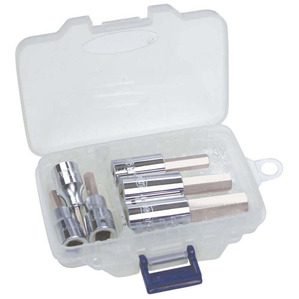 Hex & Torx Bit Socket Sets; Set Type: Hex Bit ; Drive Size: 1/4 ; Minimum Set Hex Size (Metric): 3.0 ; Maximum Set Hex Size (Metric): 10 ; Number Of Pieces: 6 ; Material: Steel