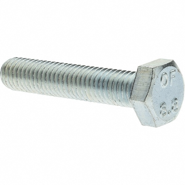 Hex Head Cap Screw: M8 x 1.25 x 40 mm, Grade 8.8 Steel, Zinc-Plated