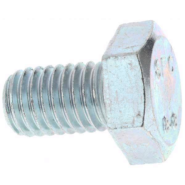Hex Head Cap Screw: M10 x 1.50 x 16 mm, Grade 8.8 Steel, Zinc-Plated