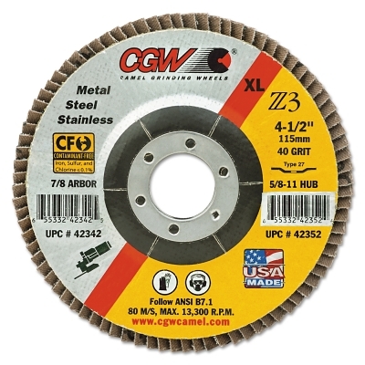 4-1/2X7/8 Z3-40 T27 XL100% ZA FLAP DISC