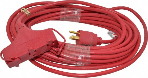 50', 14/3 Gauge/Conductors, Red Indoor & Outdoor Extension Cord
