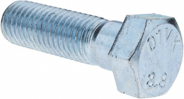 Hex Head Cap Screw: M18 x 2.50 x 60 mm, Grade 8.8 Steel, Zinc-Plated