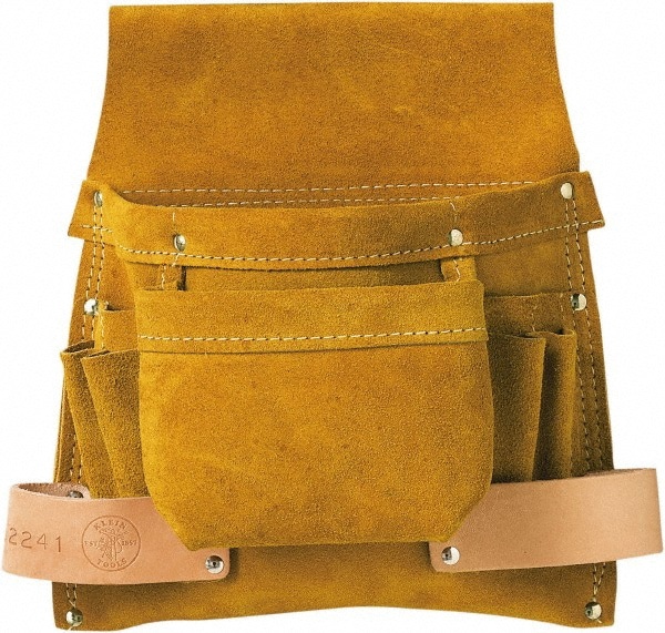 Tool Pouch: 6 Pockets, Leather, Tan