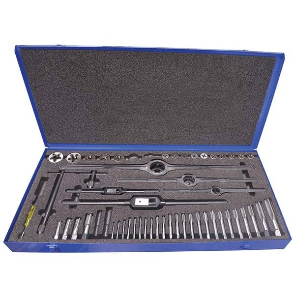 Tap & Die Set: #4-40 to 5/16-18 Taps, #4-40 to #10-24 Dies, Coarse & Fine