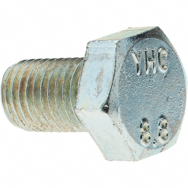 Hex Head Cap Screw: M12 x 1.50 x 20 mm, Grade 8.8 Steel, Zinc-Plated