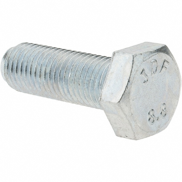 Hex Head Cap Screw: M12 x 1.50 x 35 mm, Grade 8.8 Steel, Zinc-Plated
