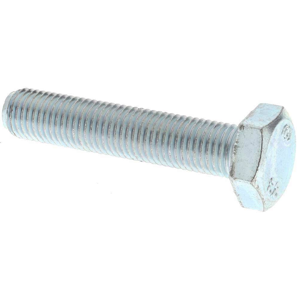 Hex Head Cap Screw: M10 x 1.25 x 50 mm, Grade 8.8 Steel, Zinc-Plated