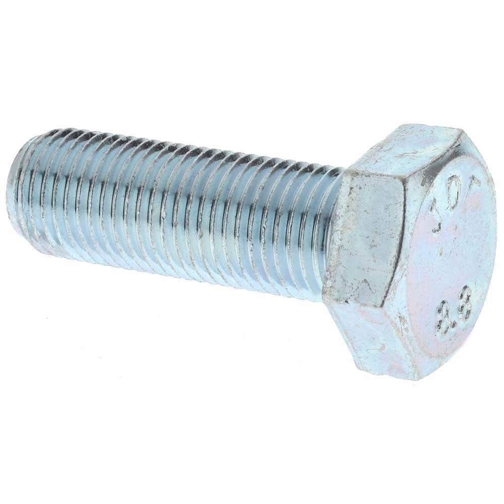 Hex Head Cap Screw: M12 x 1.25 x 30 mm, Grade 8.8 Steel, Zinc-Plated