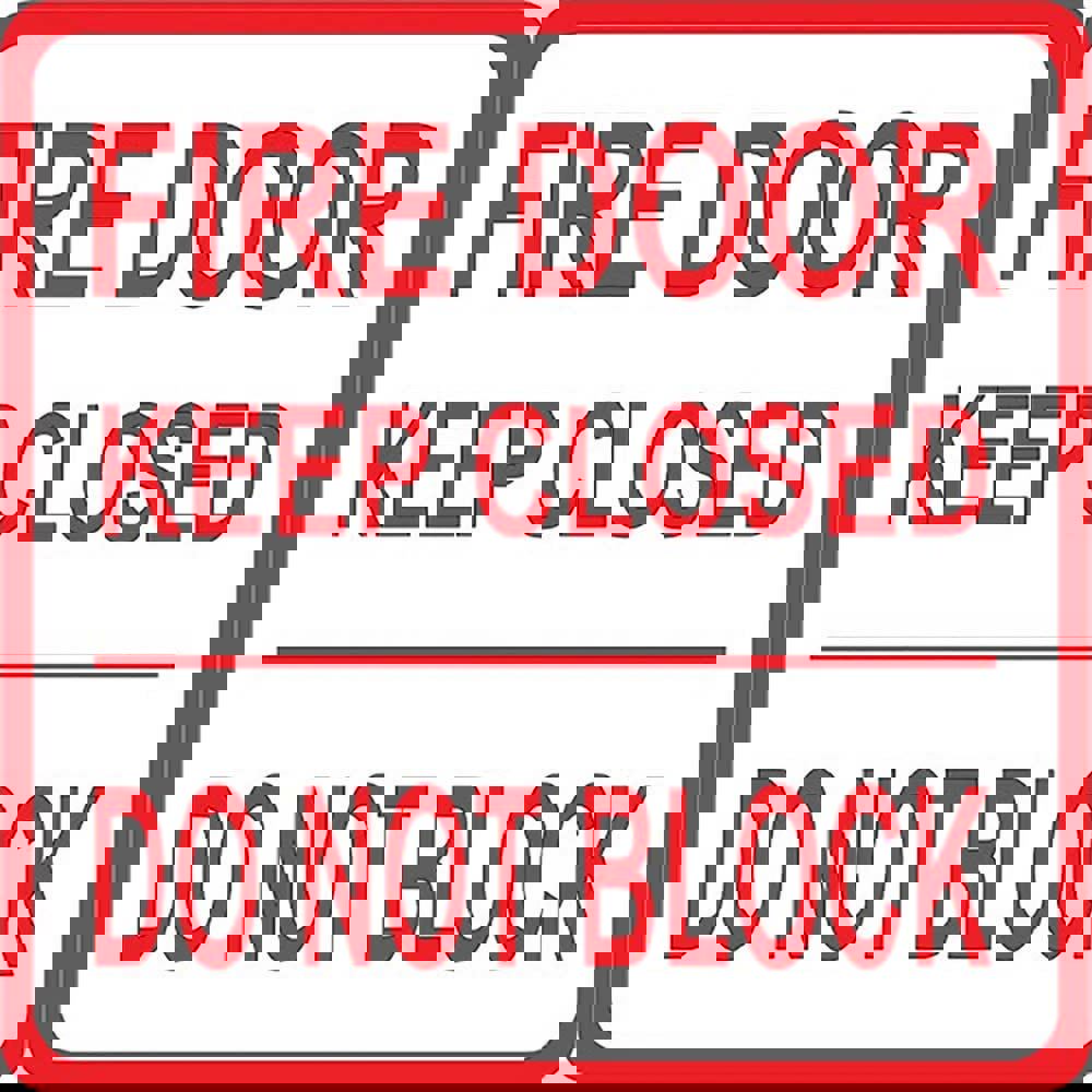 Safety Signs; Family: Fire & Exit Sign ; Overall Width (Decimal Inch - 4 Decimals): 8 ; Message/Graphic: Message & Graphic ; Graphic Type: Fire Door ; Reflectivity: Non-Reflective ; Special Color Properties: Non-Reflective