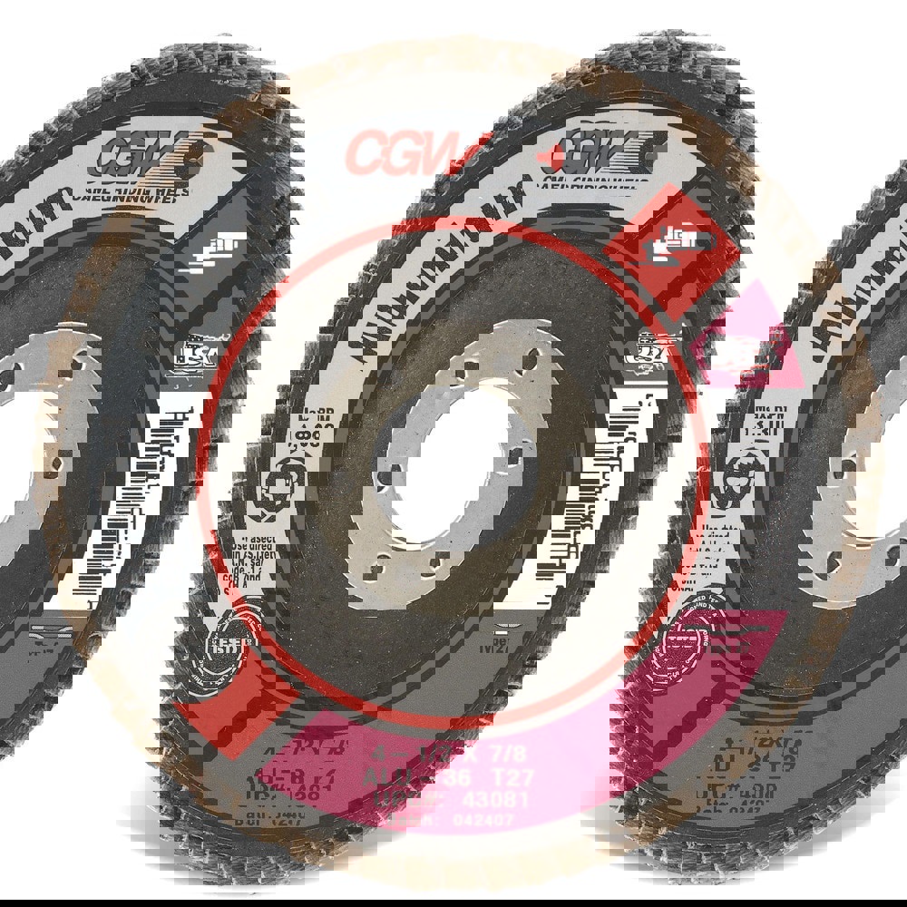 Flap Disc: 5/8-11 Hole, 36 Grit, Aluminum Oxide, Type 27