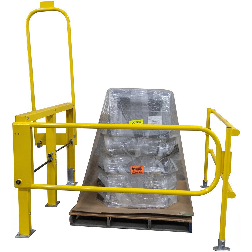 Rail Safety Gates; Material: Steel ; Overall Width: 85.5 in ; Width (Inch): 85-1/2 ; Self Closing: No ; Color: Safety Yellow ; Mounting Location: Floor