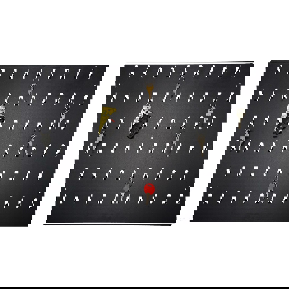 Industrial Key Rack, Powder Coated Steel, 57 Hooks, Black