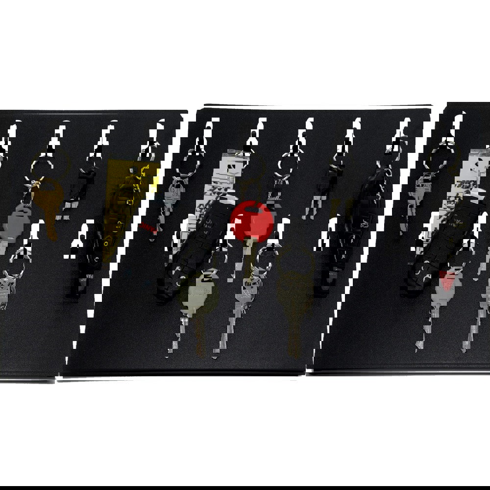 Industrial Key Rack, Powder Coated Steel, 9 Hooks, Black