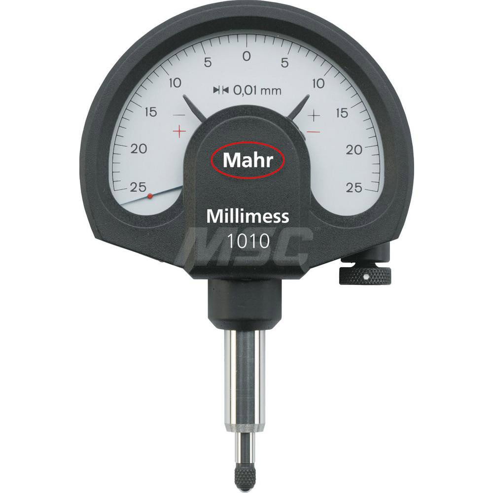 Dial Comparator Gages; Dial Graduation (micro m): 0.01 ; Overtravel (mm): 2.50 ; Dial Color: White