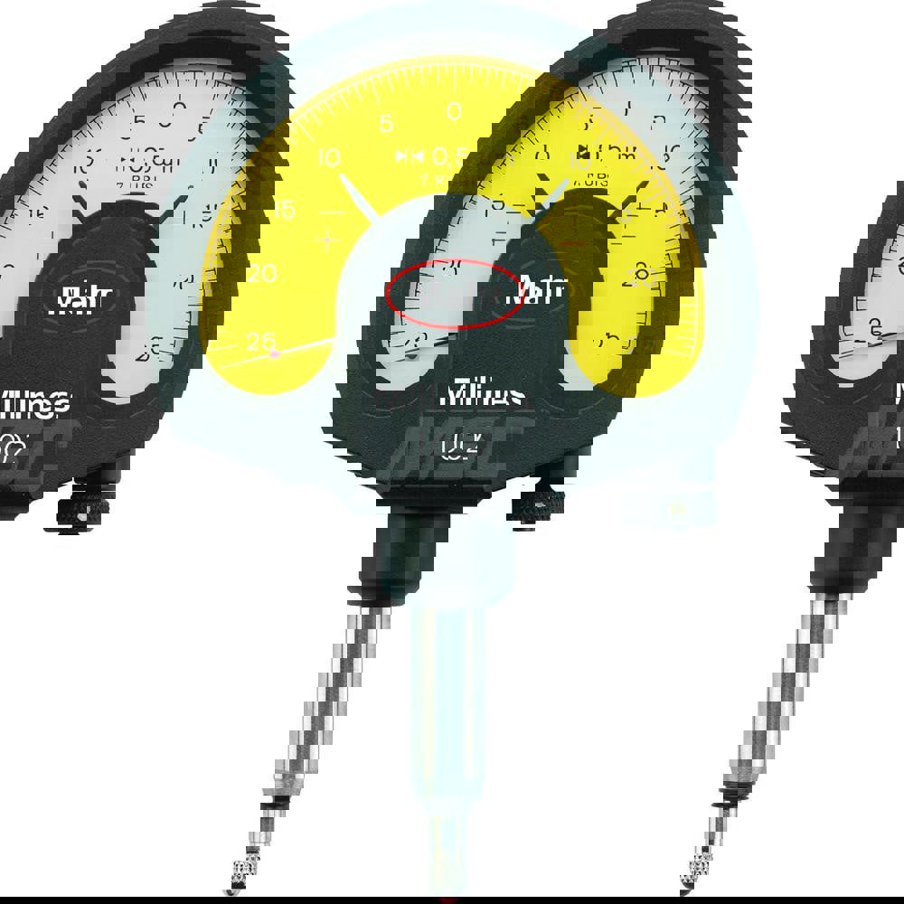 Dial Comparator Gages; Maximum Measurement (micro m): 50.00 ; Dial Graduation (micro m): 1.00 ; Overtravel (mm): 2.80 ; Dial Color: White