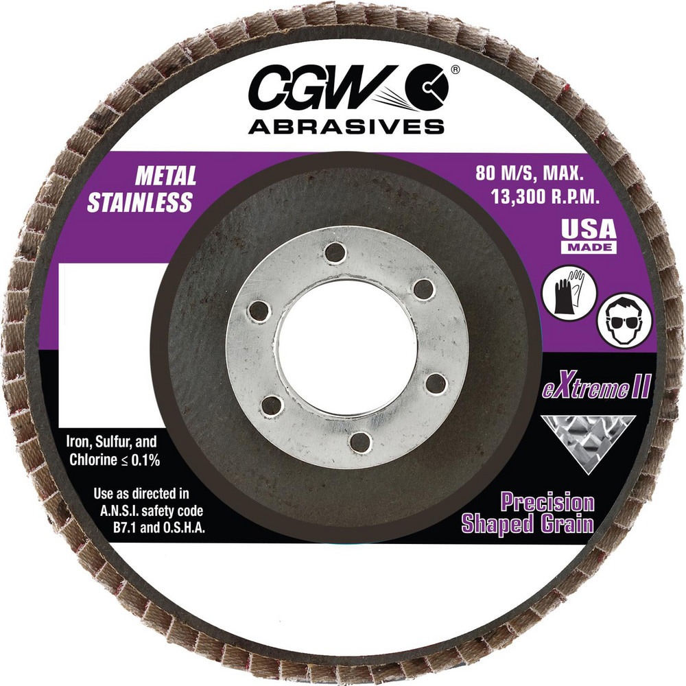 Flap Discs; Disc Diameter: 4-1/2in ; Center Hole Size: 5/8-11 ; Flap Disc Type: Type 29 ; Grit: 80 ; Abrasive Material: Ceramic ; Attachment Type: Hub