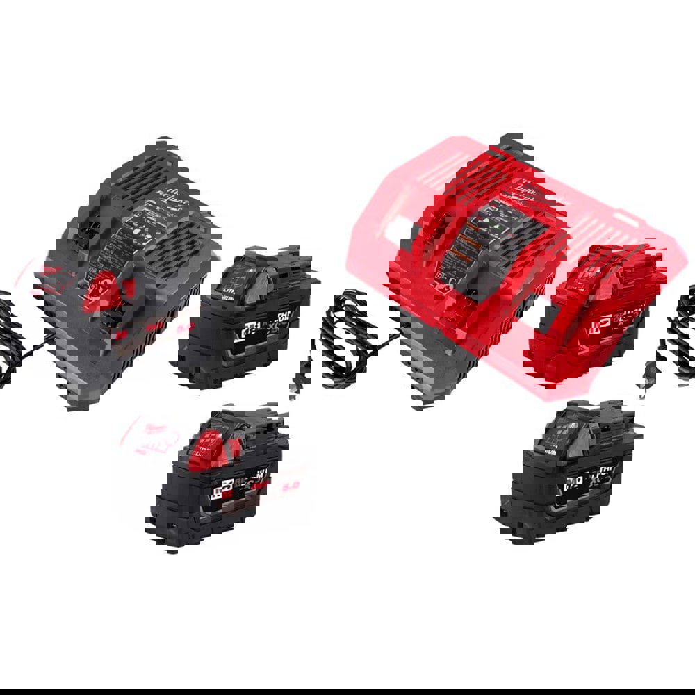 Power Tool Batteries; Battery Voltage: 18.00 ; Battery Chemistry: Lithium-ion ; Battery Capacity (Ah): 5.00 ; Battery Series: RED LITHIUM ; For Use With: Milwaukee 18V Cordless Tools ; Charging Time: 110.00 min