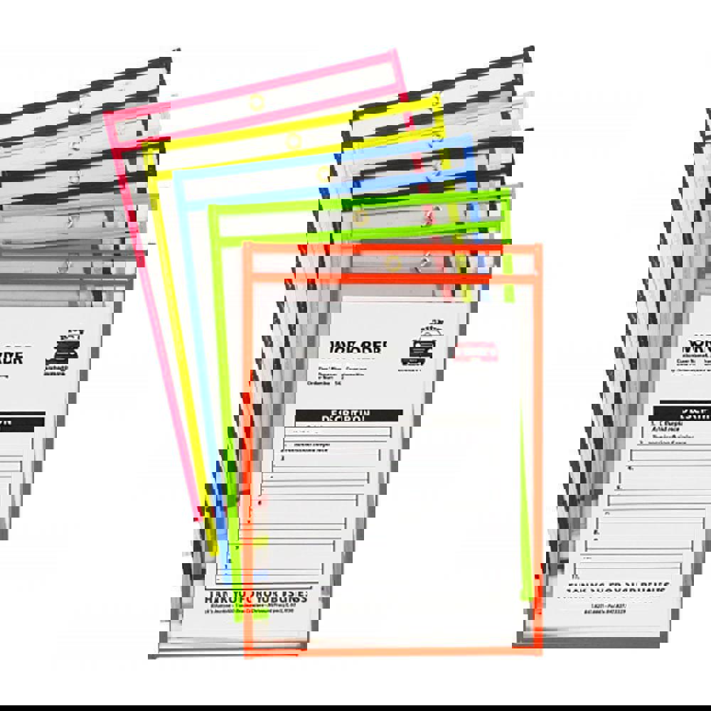 10 Pc Stitched Shop Ticket Holder: Neon Orange, Green, Red, Yellow & Pink