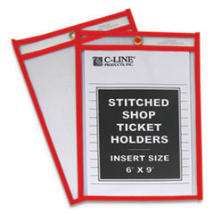 Document Protectors; Document Type: Shop Ticket Holder ; Material: Vinyl ; Color: Red ; For Document Width: 6in ; For Document Length: 9in ; Number Of Pieces: 25